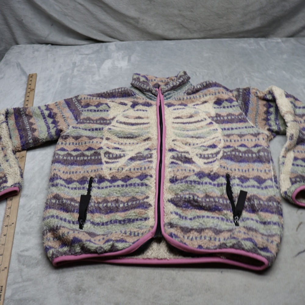 Kapital Jacket Mens XS Purple Fair Isle Bone Fleece Full Zip Winter Cozy RARE